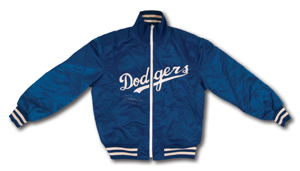 LATE 1970S - EARLY 80S TOMMY LASORDA SIGNED & INSCRIBED LOS ANGELES DODGERS GAME WORN JACKET