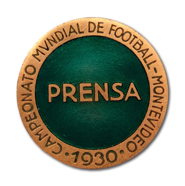 INAUGURAL 1930 FIFA WORLD CUP PRESS BADGE WITH ORIGINAL BOX