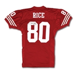 JAN. 12, 1991 JERRY RICE SIGNED SAN FRANCISCO 49ERS GAME WORN PLAYOFF JERSEY PHOTO-MATCHED TO HIS LAST EVER TD CATCH FROM MONTANA! (RESOLUTION LOA)