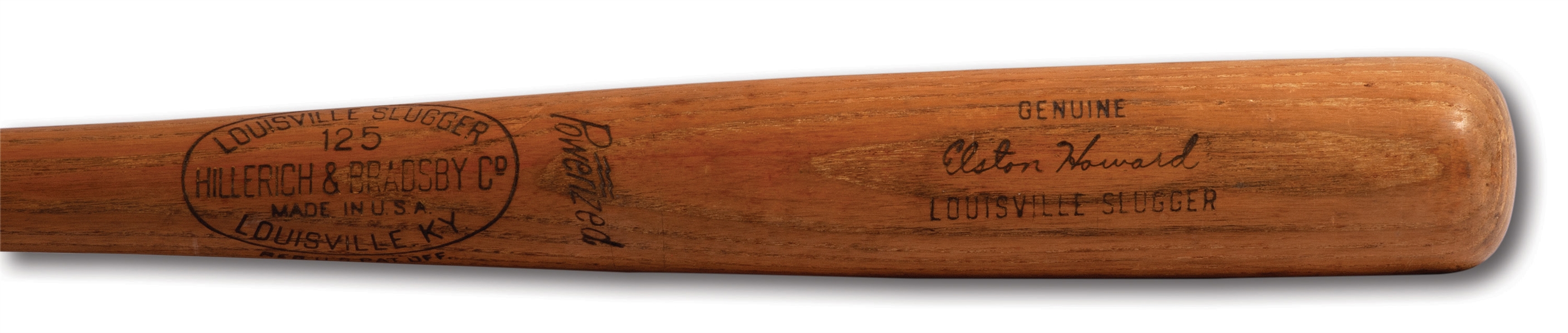1955-57 ELSTON HOWARD GAME USED HILLERICH & BRADSBY R16 PROFESSIONAL MODEL BAT (PSA/DNA GU 8, PINSTRIPE DYNASTY COLLECTION)
