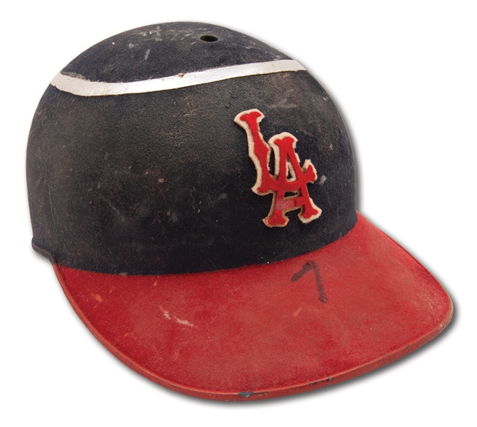 C. EARLY 1960S BUCK RODGERS LOS ANGELES ANGELS GAME USED BATTING HELMET (RARE STYLE W/ HALO)