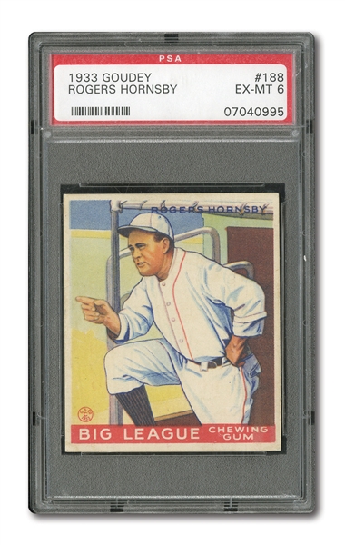 1933 GOUDEY #188 ROGERS HORNSBY PSA EX-MT 6