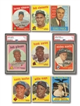 1959 TOPPS BASEBALL COMPLETE SET OF (572) WITH PSA GRADED #10 MANTLE AND #514 GIBSON ROOKIE
