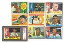 1960 TOPPS BASEBALL COMPLETE SET OF (572) WITH PSA GRADED #350 MANTLE