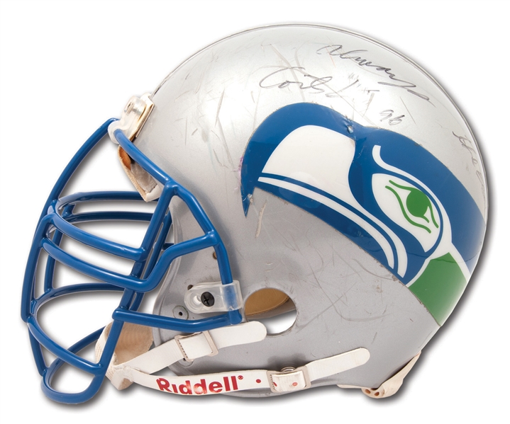 1995 CORTEZ KENNEDY AUTOGRAPHED SEATTLE SEAHAWKS GAME USED HELMET - POUNDED & EASILY PHOTO-MATCHED!