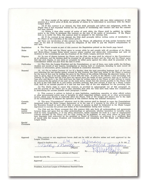 1957 MICKEY MANTLE SIGNED NEW YORK YANKEES UNIFORM PLAYER’S CONTRACT (MANTLE ESTATE)