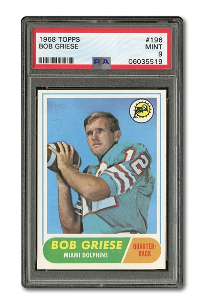 1968 TOPPS BOB GRIESE ROOKIE PSA MINT 9 (ONLY TWO HIGHER)