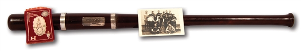 JUNE 18, 1908 HARVARD UNIVERSITY BASEBALL CLUB TROPHY BAT AWARDED TO HARVARD 3RD BASEMAN & TEAM CAPTAIN CHARLES REGINALD LEONARD