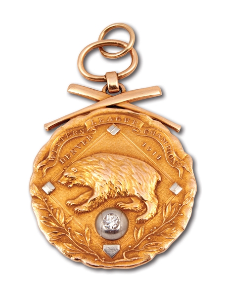 OCT. 3, 1911 DENVER GRIZZLIES WESTERN LEAGUE CHAMPIONS 14K GOLD FOB AWARDED BY PRESIDENT WILLIAM H. TAFT TO TEAM OWNER JAMES McGILL