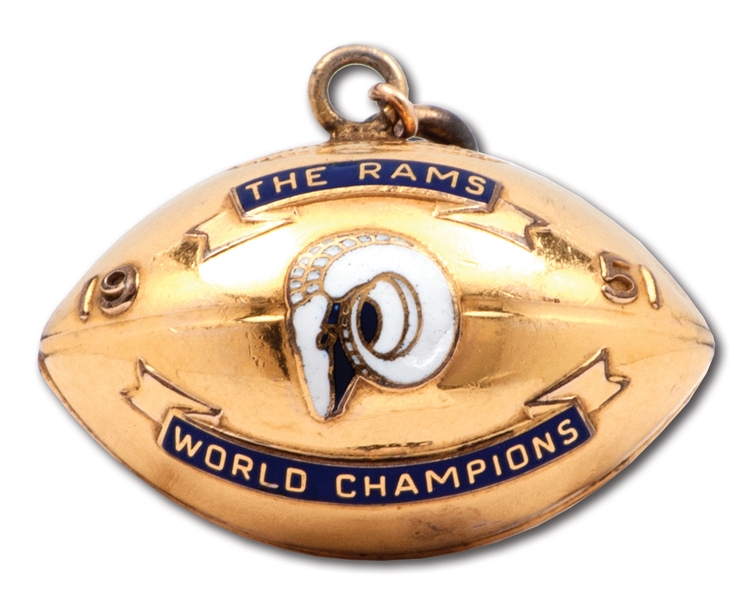 1951 LOS ANGELES RAMS NFL WORLD CHAMPIONS GOLD-FILLED FOB (CHARM)