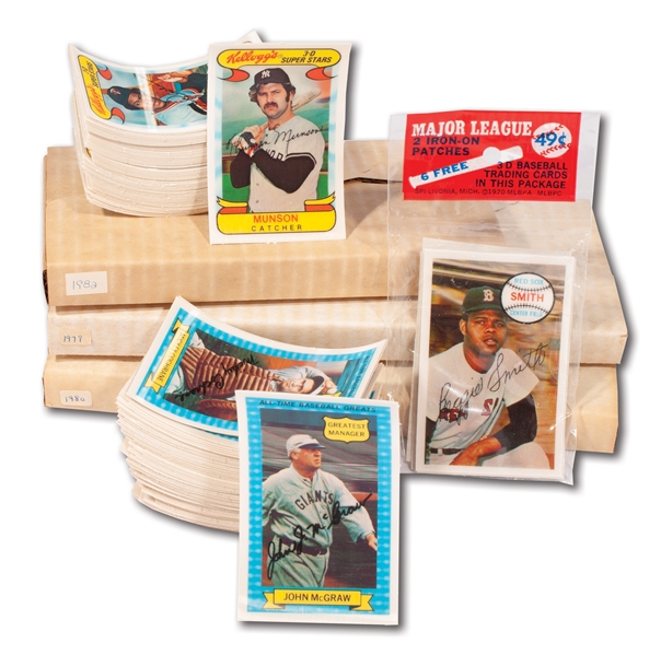 1974, 1978, 1979*, 1980*, 1982*, 1972 & ATG KELLOGGS BASEBALL COMPLETE SETS PLUS 49 CENT UNOPENED AND 1970 CELLO PACK (*FACTORY SEALED)