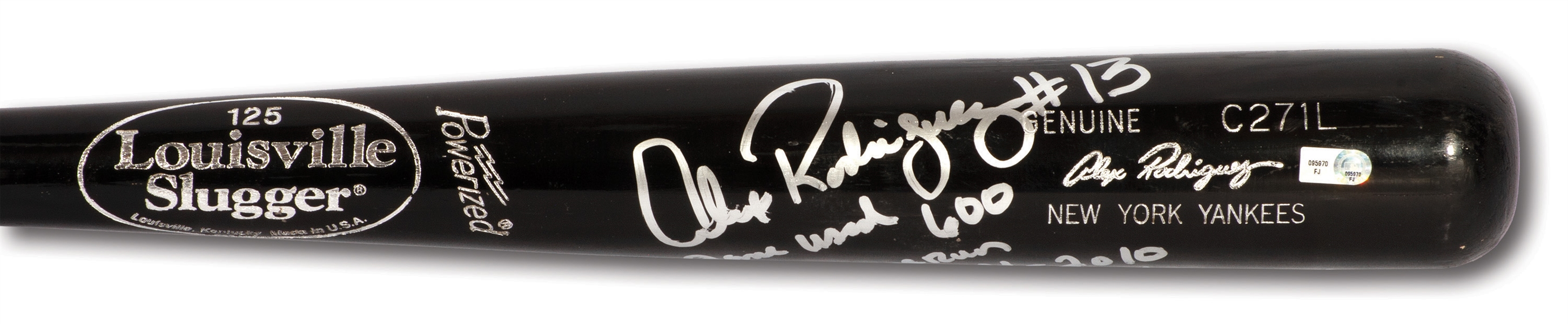 8/4/2010 ALEX RODRIGUEZ 600TH CAREER HOME RUN BAT - SIGNED, INSCRIBED & PHOTO-MATCHED (A-ROD & RESOLUTION LOAS, MLB AUTH.)