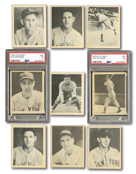 1939 PLAY BALL NEAR COMPLETE SET (159/161) PLUS 20 BACK VARIATIONS INCL. PSA GRADED DiMAGGIO PSA EX 5 & TED WILLIAMS RC PSA VG 3