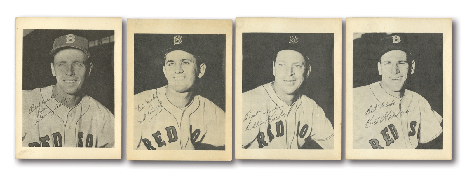 1953 FIRST NATIONAL SUPER MARKET BOSTON RED SOX COMPLETE SET OF (4) WITH GOODMAN, WHITE, PARNELL & KINDER