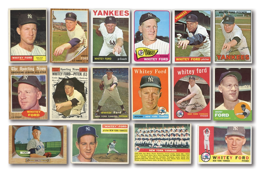 1951-67 WHITEY FORD BOWMAN AND TOPPS COLLECTION OF (21) CARDS