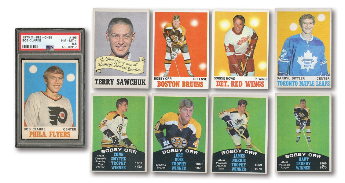 1970-71 TOPPS (1-132) HOCKEY / O-PEE-CHEE (133-264) COMPLETE SET WITH BOBBY CLARKE RC PSA NM-MT+ 8.5