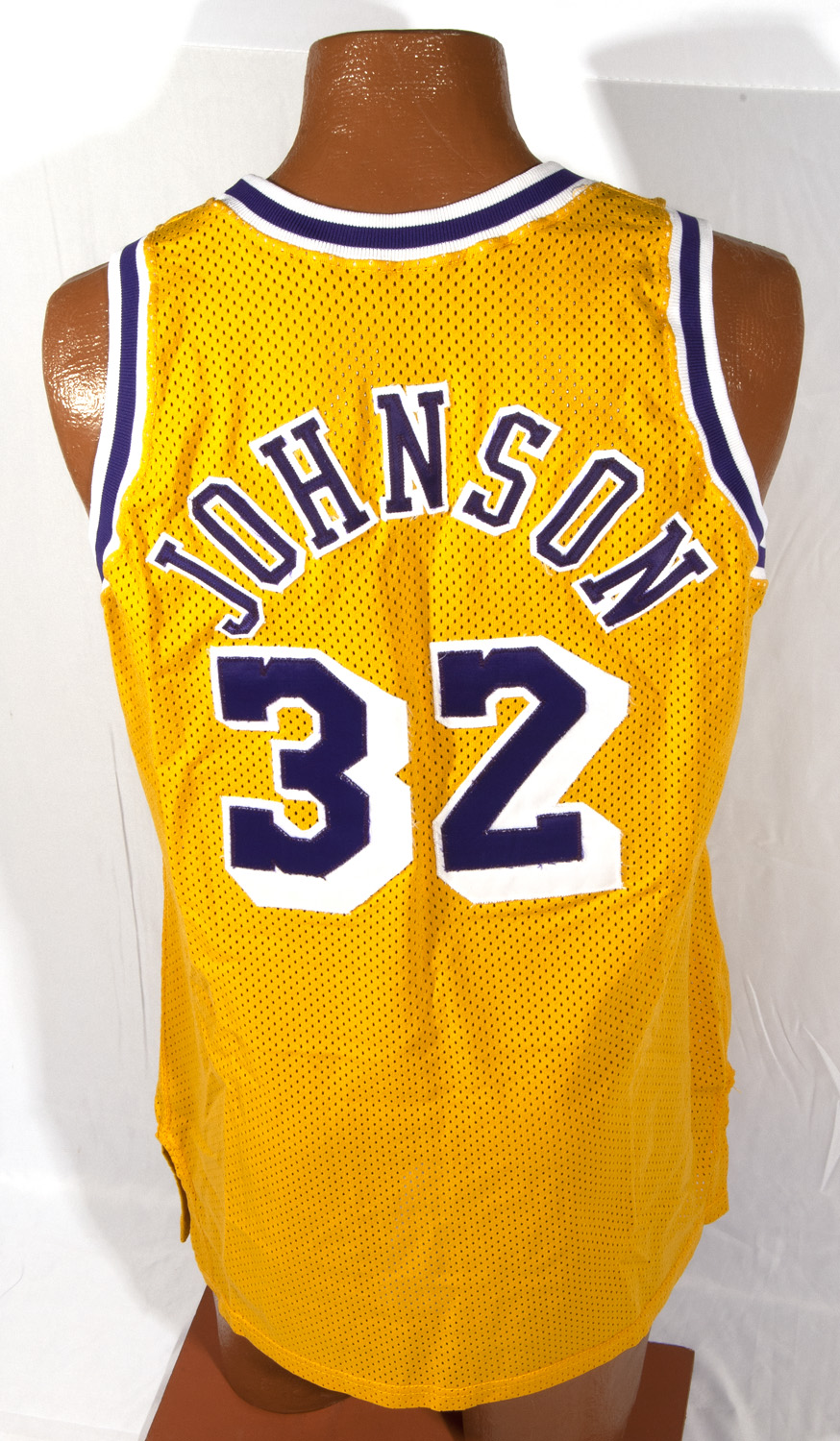 1988-89 Magic Johnson Los Angeles Lakers (MVP Season) Game Worn Home Jersey  with Black Armband Worn in Playoffs (MEARS) - SOLD - SCP AUCTIONS