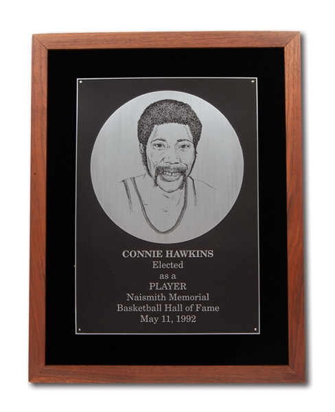 CONNIE HAWKINS 1992 NAISMITH BASKETBALL HALL OF FAME INDUCTION PLAQUE (HAWKINS COLLECTION)