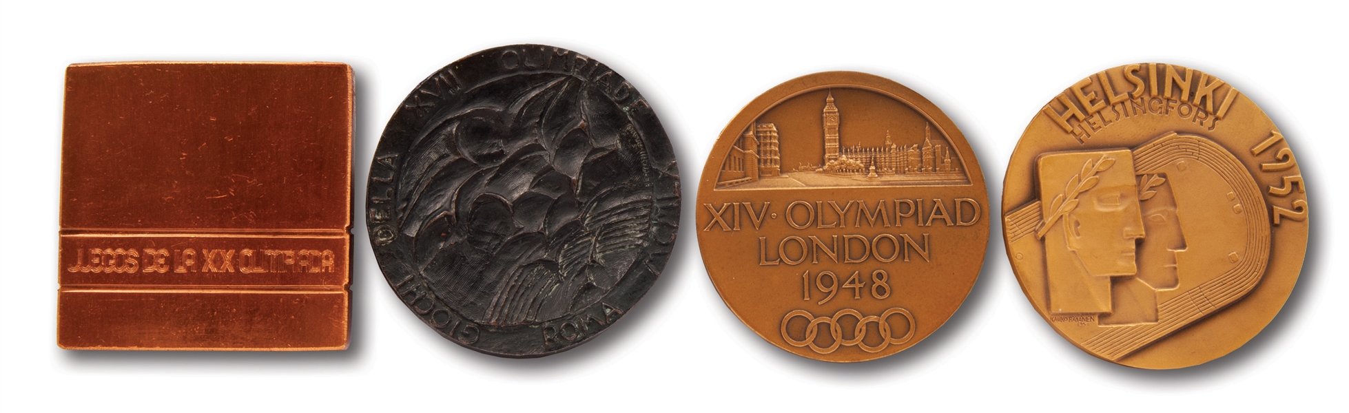LOT OF (4) SUMMER OLYMPICS PARTICIPATION MEDALS: 1948 LONDON, 1952 HELSINKI, 1960 ROME & 1968 MEXICO CITY