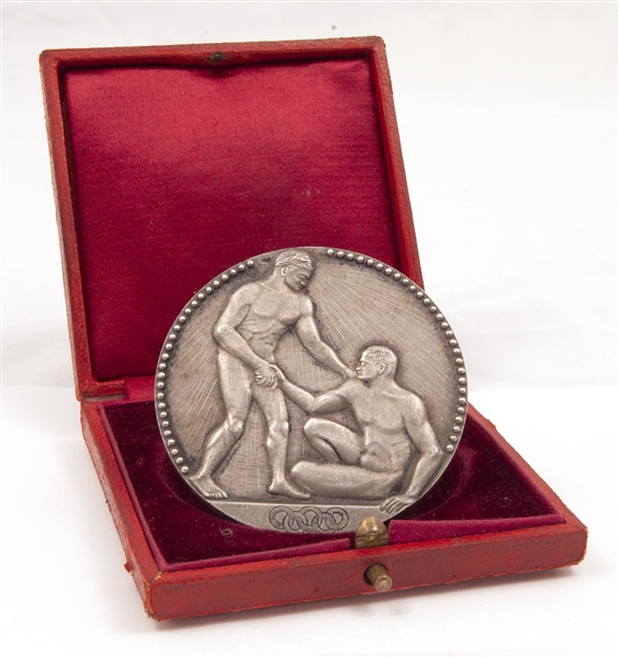 1924 PARIS SUMMER OLYMPIC GAMES 2ND PLACE WINNERS SILVER MEDAL WITH ORIGINAL PRESENTATION CASE
