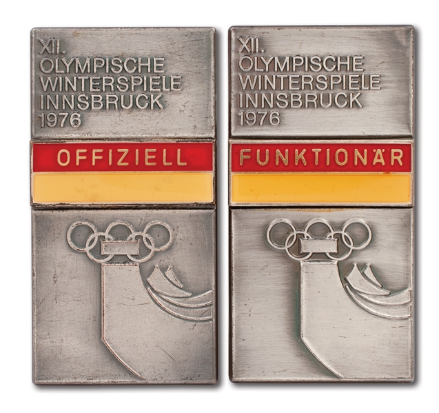 1976 INNSBRUCK WINTER OLYMPIC GAMES OFFICIAL AND HIGH OFFICIAL BADGES