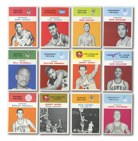 1961-62 FLEER BASKETBALL NEAR SET (56/66) INCL. JERRY WEST ROOKIE PLUS 17 DUPLICATES