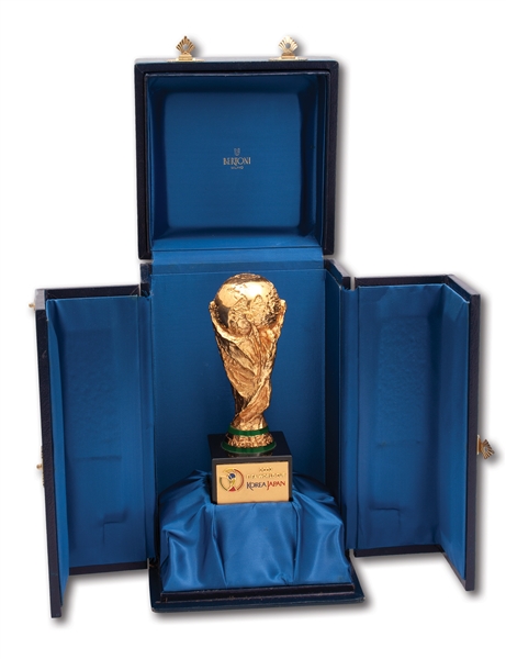 2002 FIFA WORLD CUP WINNERS BERTONI TROPHY AWARDED TO BRAZIL NATIONAL TEAM MEMBER WITH ORIGINAL CASE (BRAZIL MEDIC LOA)