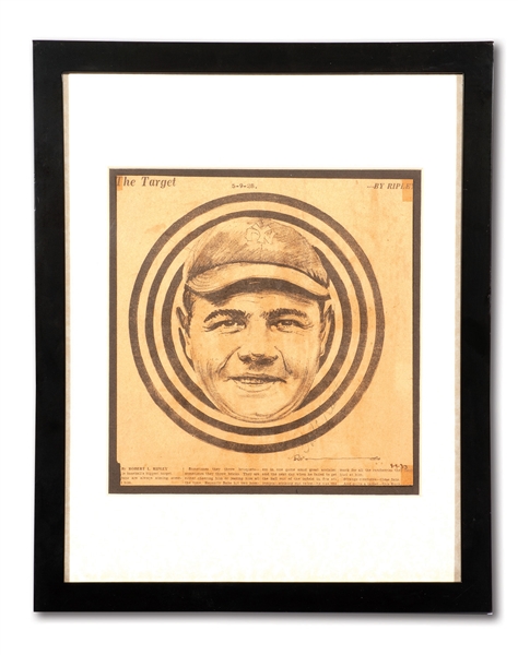 BABE RUTH AUTOGRAPHED "THE TARGET" CARICATURE NEWSPAPER ARTICLE (MAY 9, 1928) BY ROBERT RIPLEY