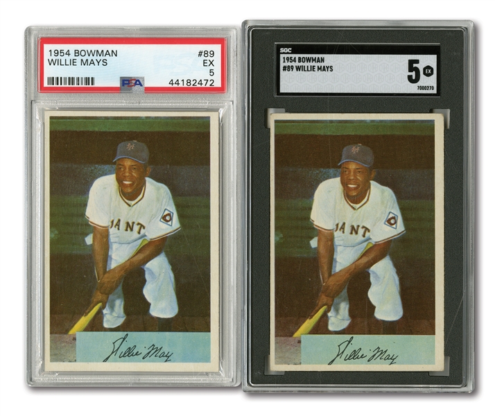 PAIR OF 1954 BOWMAN #89 WILLIE MAYS GRADED SGC EX 5 AND PSA EX 5