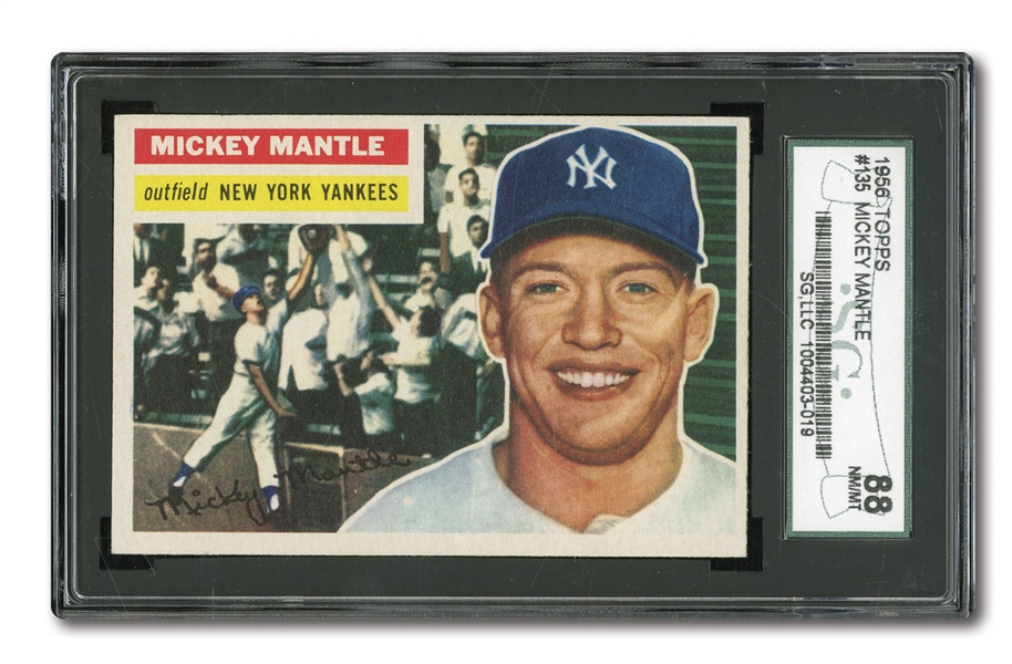 1956 TOPPS #135 MICKEY MANTLE (GRAY BACK) SGC 88 NM-MT 8