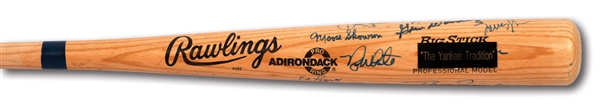 1950S-70S NEW YORK YANKEES STARS & HOFERS SIGNED RAWLINGS COMMEMORATIVE BAT WITH 19 AUTOS.