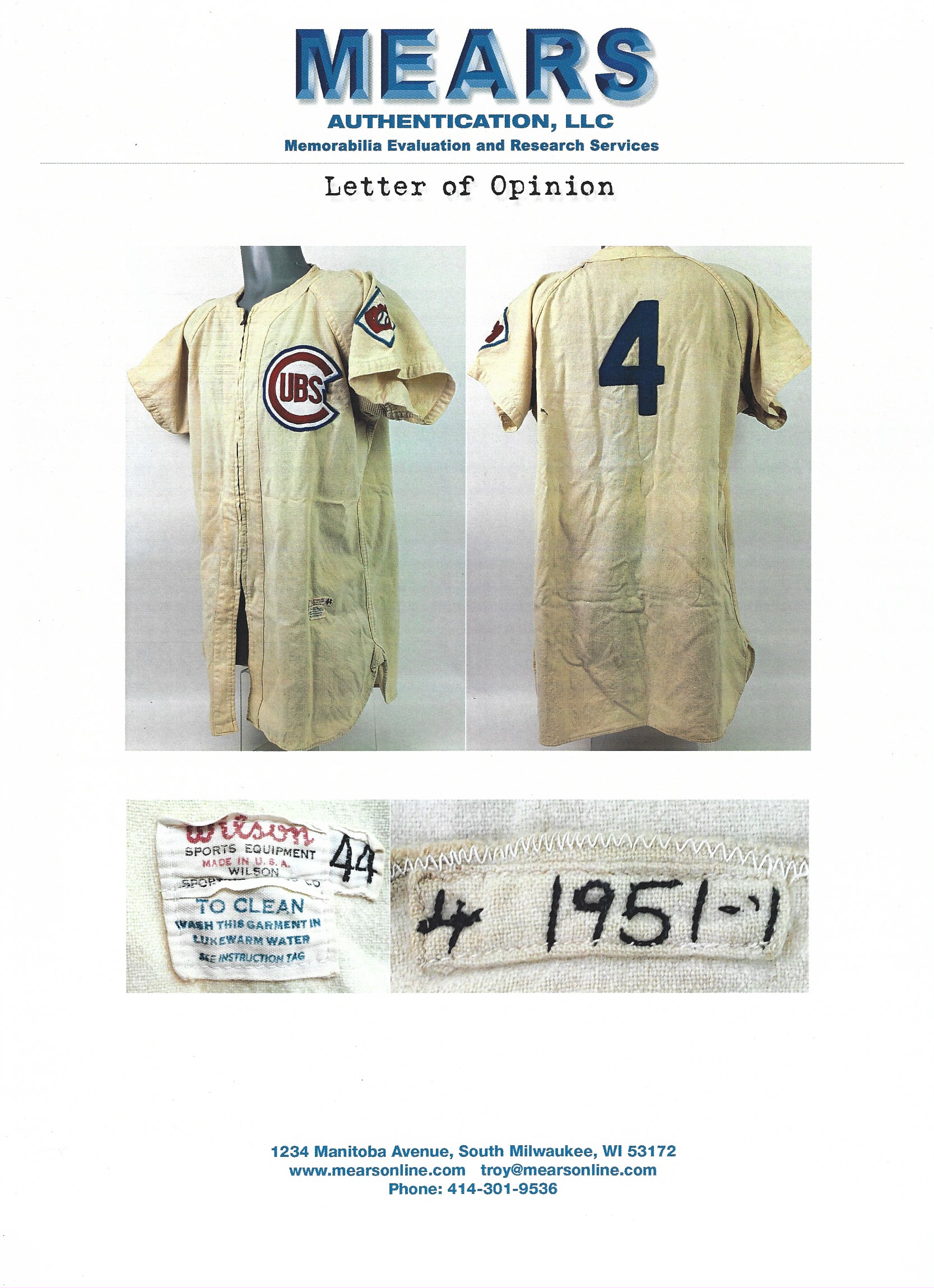 1951 Jackie Robinson Game-Used Brooklyn Dodgers Home Jersey (MEARS