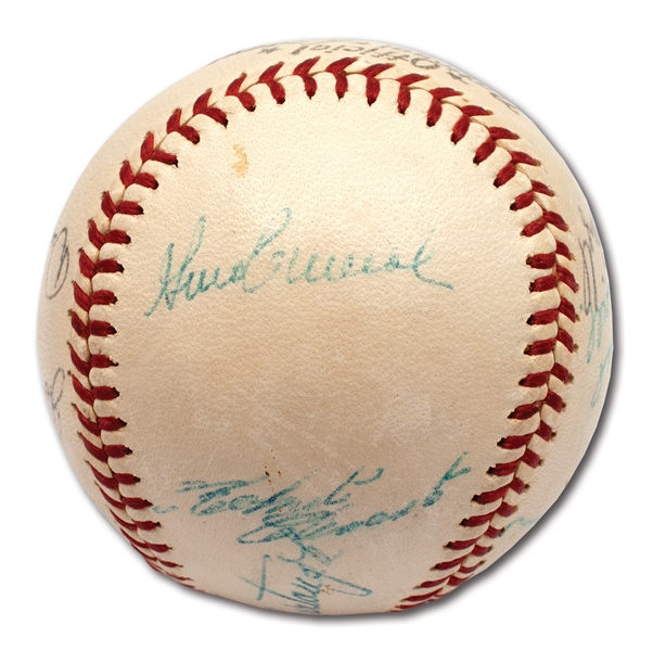 1960 PITTSBURGH PIRATES WORLD CHAMPIONS TEAM SIGNED ONL (GILES) BASEBALL W/ CLEMENTE FROM BILL MAZEROSKI COLLECTION