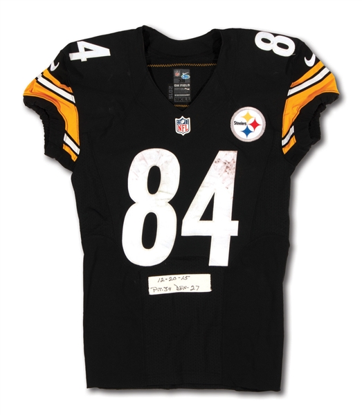 12/20/2015 ANTONIO BROWN SIGNED & INSCRIBED PITTSBURGH STEELERS GAME WORN JERSEY PHOTO-MATCHED TO 16 REC., 189 YDS. & 2 TDS VS. DEN (BROWN LOA, FANATICS AUTH.)