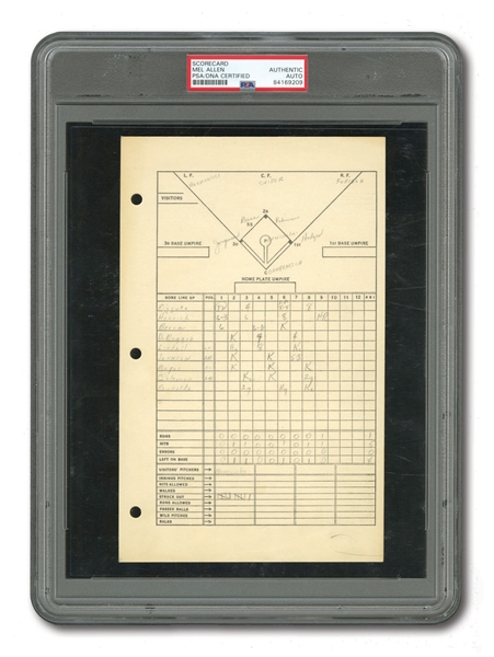 MEL ALLENS 1949 WORLD SERIES (YANKEES VS. DODGERS) OPENING GAME 1 SCORECARD - SOURCED FROM HIS ESTATE (PSA/DNA AUTH.)