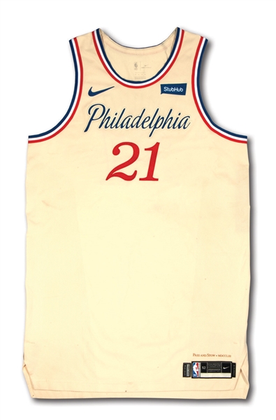 JOEL EMBIID 12/21/2019 AND 12/25/19 (CHRISTMAS) PHILADELPHIA 76ERS GAME WORN JERSEY - 52 PTS. & 24 REB. COMBINED IN TWO WINS (RESOLUTION PHOTO-MATCHED)