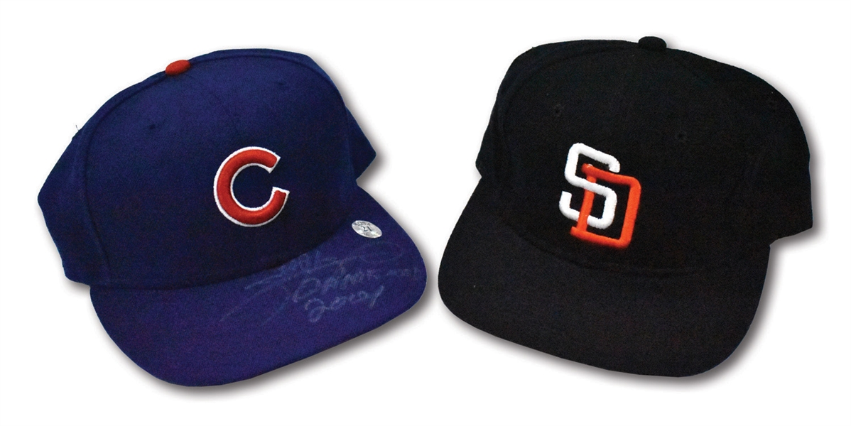 1992 GARY SHEFFIELD SIGNED S.D. PADRES GAME USED CAP ("ALL-STAR GAME" INSCRIBED) AND 2004 SAMMY SOSA SIGNED CHICAGO CUBS GAME USED CAP