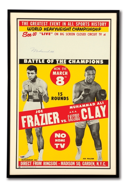 MUHAMMAD ALI AUTOGRAPHED MARCH 8, 1971 "FIGHT OF THE CENTURY" VS. FRAZIER CLOSED-CIRCUIT FIGHT POSTER