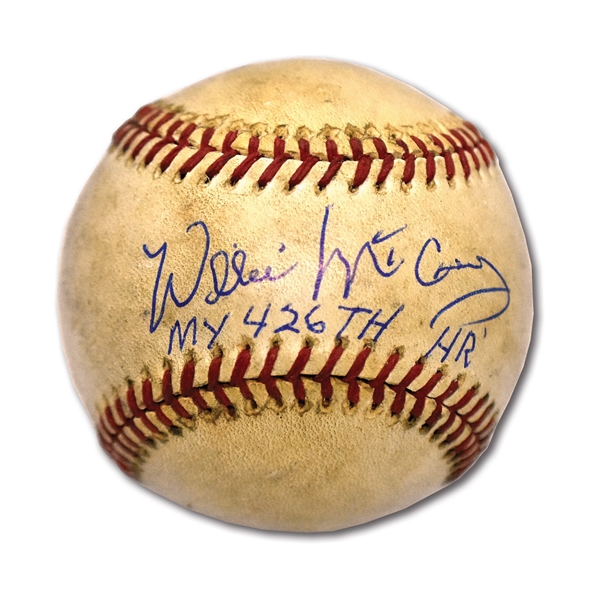 8/2/1974 WILLIE McCOVEY 426TH CAREER HOME RUN BASEBALL (OFF DON SUTTON) SIGNED & INSCRIBED "MY 426TH HR" (PADRES COACH LOA)