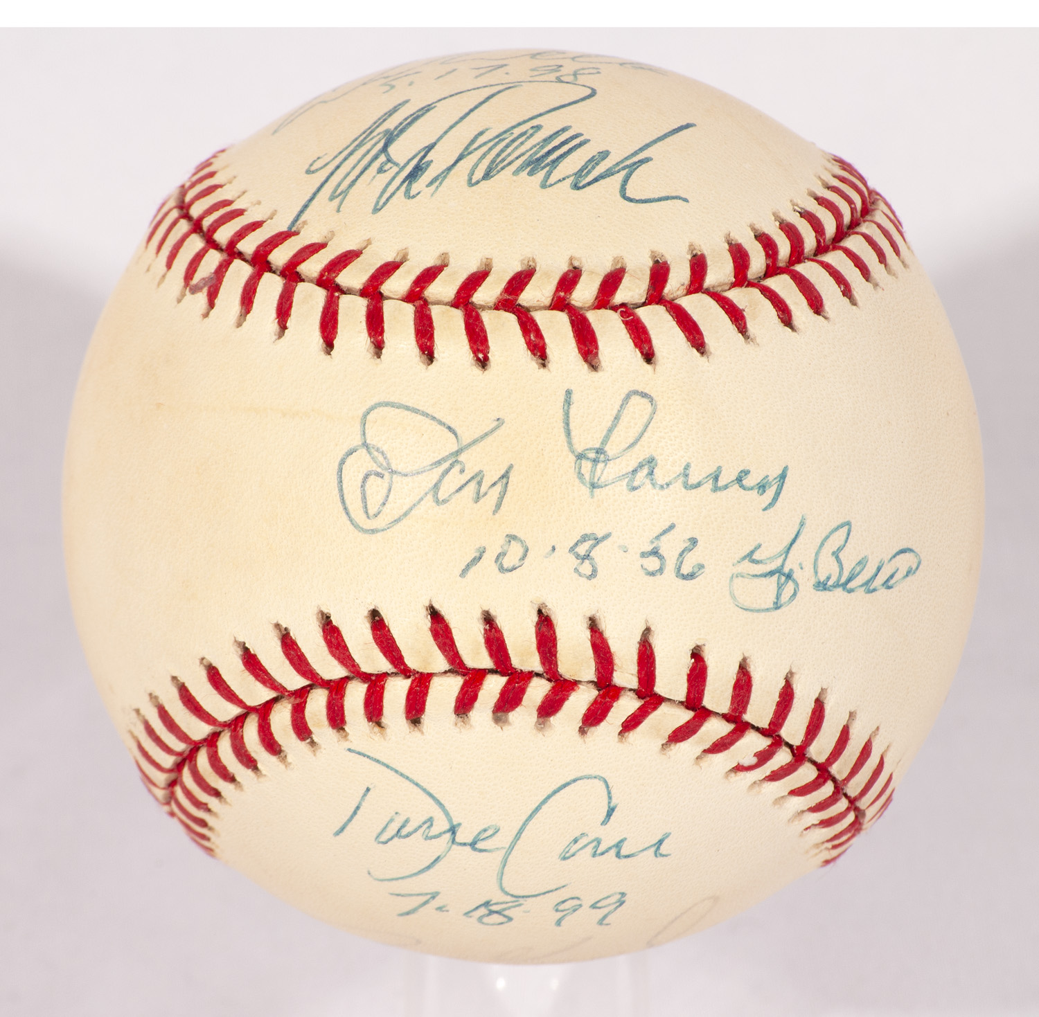 Don Larsen David Wells Cone Yogi Berra Yankees Perfect Game Signed Baseball  MLB
