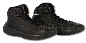 5/27/2008 KOBE BRYANT DUAL-SIGNED WESTERN CONFERENCE FINALS (AT SPURS) GAME 4 WORN SHOES - 28 PTS. & 10 REBS. IN WIN (RESOLUTION PHOTO-MATCHED, SPURS BALL BOY LOA)