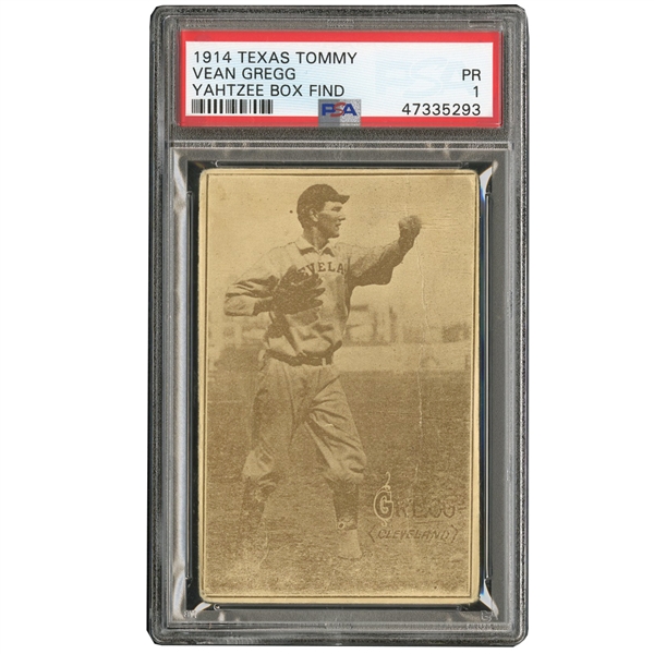 1914 TEXAS TOMMY E224 VEAN GREGG (TYPE 1) PSA PR 1 - ONLY FOUR EVER GRADED (YAHTZEE BOX FIND)