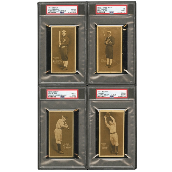 1911 ZEE-NUT E136 (PCL) NEAR SET (103/122) WITH PSA GRADED BUCK WEAVER PLUS 8 DUPLICATES - 111 TOTAL CARDS (YAHTZEE BOX FIND)