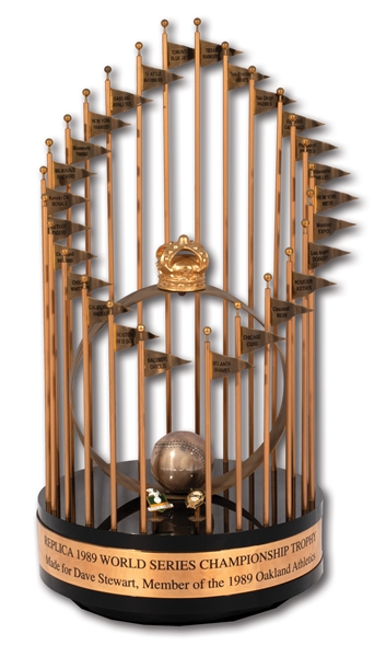 DAVE STEWARTS 1989 OAKLAND ATHLETICS WORLD SERIES CHAMPIONS FULL-SIZE TROPHY PRESENTED TO W.S. MVP - ONLY PLAYER TO GET ONE! (STEWART COLLECTION)