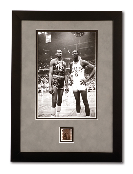 11/7/1959 WILT CHAMBERLAIN AND BILL RUSSELL GICLEE PHOTO BEFORE THEIR FIRST CAREER MATCHUP WITH THE ORIGINAL 1-OF-1 NEGATIVE FILM STRIP FROM HERB SCHARFMANS CAMERA (TypeZero COA)
