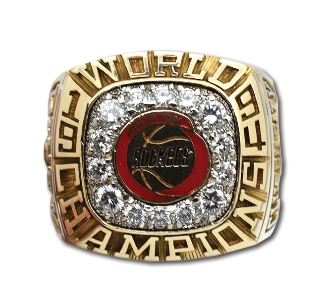 1994 HOUSTON ROCKETS NBA WORLD CHAMPIONS 14K GOLD RING PRESENTED TO CENTER ERIC RILEY