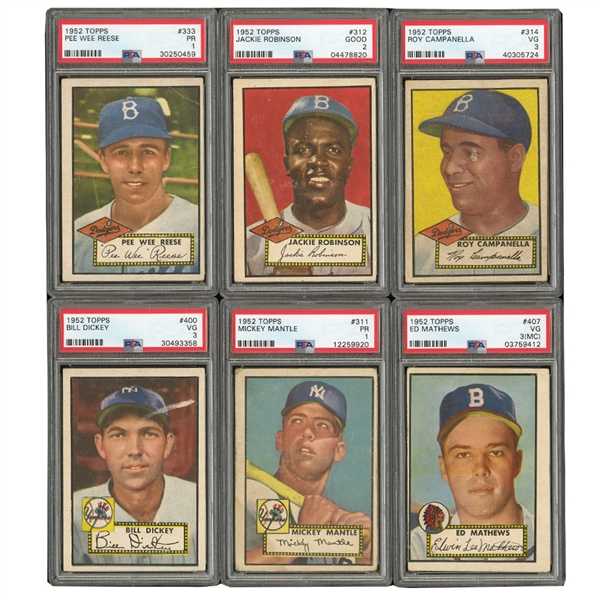 1952 TOPPS BASEBALL COMPLETE SET OF (407) WITH 103 PSA GRADED INCL. MAYS, MANTLE & ALL 97 HIGH #S!