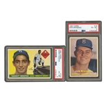 1955 TOPPS #123 SANDY KOUFAX AND 1957 TOPPS #18 DON DRYSDALE ROOKIE CARDS - BOTH PSA EX-MT 6