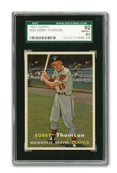 1957 TOPPS #262 BOBBY THOMSON - SGC 92 NM-MT+ 8.5