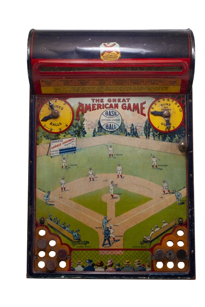 EARLY 1920S HUSTLER TOY CORP. "THE GREAT AMERICAN BASEBALL GAME" IN WORKING CONDITION